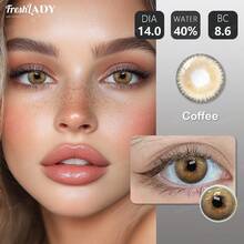 FRESH LADY Kính áp tròng Freshlady 1 cặp 14.00mm, màu nâu/xám/xanh tự nhiên, mềm mại và thoải mái, phù hợp cho trang điểm mắt và sử dụng hàng ngày. - 0 - Xem 15