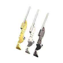 Metal Toy Gun Mini Palm Toys, Handicraft Ornaments, Animation Model Wolf Head Double-Tube Toys - Silver - View 4