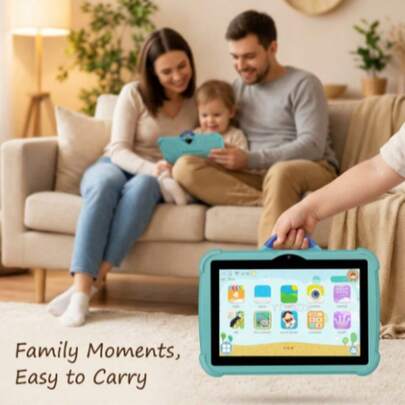 7-Inch Kids Tablet With WiFi, 4GB RAM, 64GB Storage, 4000mAh Battery, Dual HD Cameras, Parental Control, Pre-Installed Educational Apps & Games, High-Definition IPS Display For Eye Protection, Includes Protective Case. Ideal As Birthday, New Year Or Gift For Boys & Girls, Perfect For Family Education And Back To School.