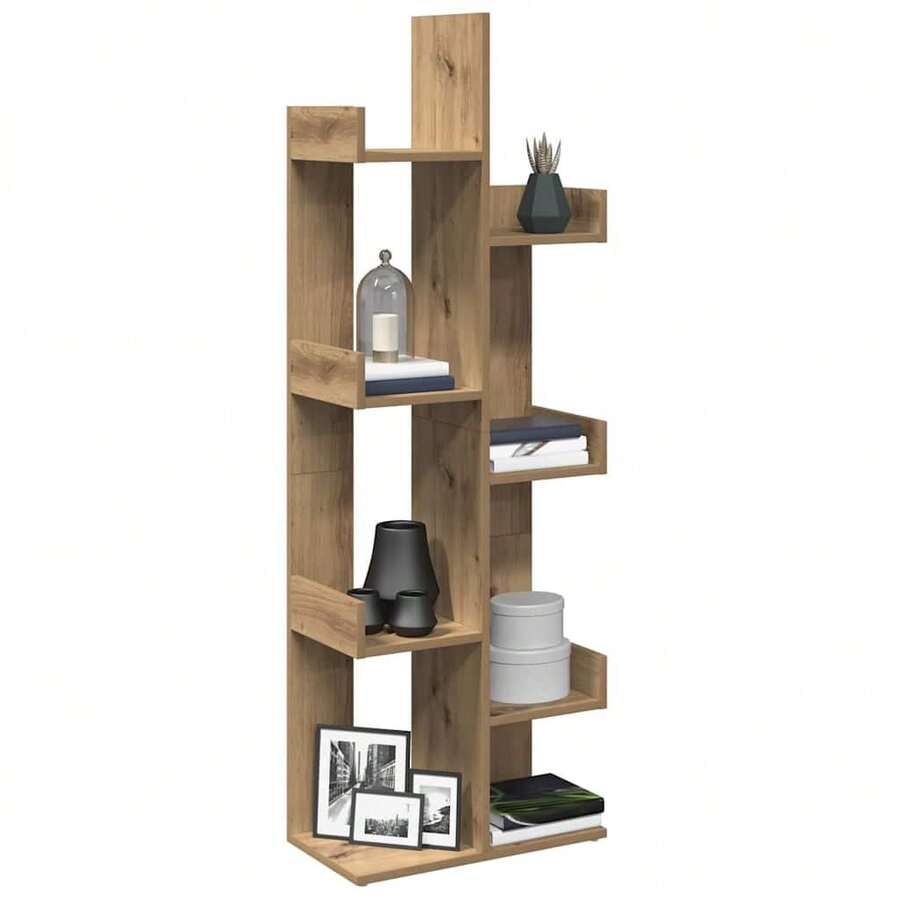 Libreria vidaXL in rovere artigianale, 48x25,5x140 cm, materiale a base di legno. - Castano - Visualizzare 1