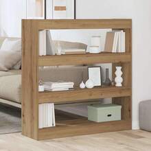 Libreria vidaXL in rovere artigianale, 100 x 30 x 103 cm, in legno composito. - Castano - Visualizzare 4