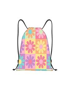 情人节爱心蝴蝶花卉图案彩色抽绳背包，健身包，运动训练收纳包 - 彩色 - 查看 5