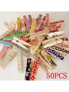 50PCS Durable Natural Wooden Clips For Photo Display Garment Clothespins Laundry Pins DIY Craft Clips Wedding And Party Decor Home Organization Versatile Multipurpose Clips Sturdy Classic Design Rustic Finish Plain Minimal Aesthetic Ideal For Crafts Pins Bundling Seasonal Decor Photo Holders And DIY Projects In Everyday Use With Reliable Grip And Long Lasting Use - Black - View 1