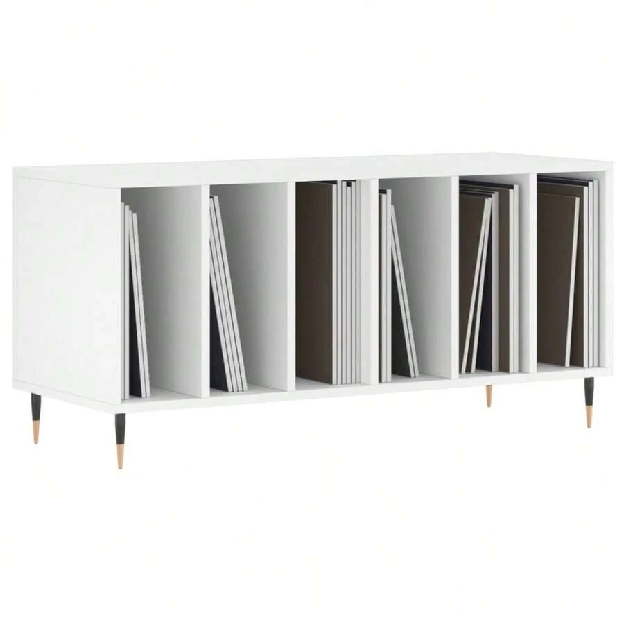 Mobile per dischi vidaXL, bianco, 100x38x48 cm, materiale a base di legno. - Bianco - Visualizzare 1