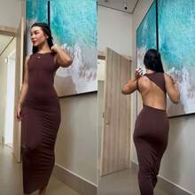 Casual Elegant Fabric Backless / Backless Evening Baby Shower Formal And Nighttime - 鏽棕色 - 查看 2