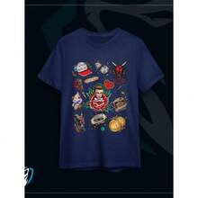 Women's And Men's Unisex T-Shirts,  TV Series Prints, Premium 100% Cotton Fabric, Casual Summer Fashion, Animation. Place Your Order, Fast Delivery. - 藏蓝色 - 查看 2