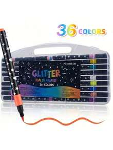 12 piezas de marcadores con brillo, bolígrafos de pincel de punta única de punta blanda, bolígrafos de acuarela, marcadores con brillo de papelería, pinceles de cabeza única pintados a mano, marcadores con brillo perlado de punta blanda que no se desvanecen, resaltadores (estilos y colores surtidos) - multicolor al azar - Ver 9