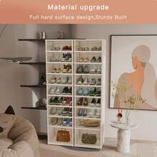 9-Tier Foldable Shoe Cabinet With Doors - Holds 18 Pairs, Large Plastic Shoe Storage Organizer, Easy To Assemble, Portable Shoe Rack For Entryway, Living Room, Closet & More - 18 Pairs(9S)-whtie - View 7