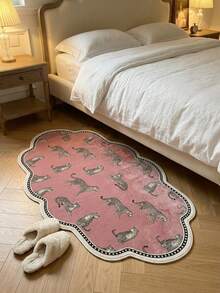 1pc Velvet Decorative Carpet, Absorbent Non-Slip Pink Leopard Velvet Rug, Small Rug, Entryway Rug, Bedroom Rug, Bedside Rug, Kids Room Rug, Bathroom Rug, Decorative Carpet - Pink - View 7