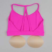 Sujetador deportivo desmontable transpirable para ejercicio de gimnasio para mujer con tirantes finos Triangular parte de atrás bonita sujetador de Yoga Sexy - Gris - Ver 5