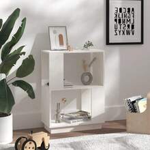 vidaXL Bücherregal/Raumteiler Weiß 51x25x70 cm Massivholz Kiefer - Weiss - Übersicht 2