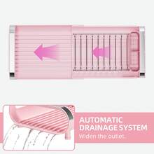 Expandable Dish Drying Rack Adjustable Length 11.2''-19.8'' With Free Cutlery Holder, 2.5 °   Inclined Fast Drain Dish Rack, Rustproof Stainless Steel Plate Cup Bowl Organizer For Kitchen Counter Sink - Pink - View 5