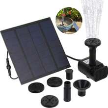 Solar Powered Fountain Pump, Suitable For Bird Bath, Upgraded Mini Solar Fountain With 6 Nozzles, Vertical Solar Panel Kit, Applicable For Garden, Pond, Swimming Pool And Outdoor Use - Black - View 9