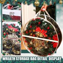 Round Christmas Wreath Storage Bag With Portable Handle, Dust-Proof Storage Box, Suitable For Christmas Wreaths And Decorative Ribbons, Can Be Placed In Closet, Garage, Basement, Ideal Storage Solution For Christmas, Wedding, Birthday, Camping Party Decorations And Gift Wrapping Paper - Red - View 9