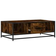 Table basse vidaXL chêne fumé 100 x 57 x 35 cm, bois composite et métal - Tabac - Voir 9