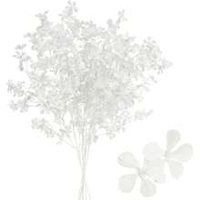 MEHELANY 3/1支人造白色苹果花枝 - 仿真樱花装饰，逼真花卉装饰，适用于婚礼、订婚、情人节，塑料仿真花，可用于家居和酒店天花板、桌面摆设、婚礼装饰、花瓶填充 - 白色 - 查看 7