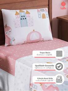 Jogo de Lençol 3 Peças Solteiro Infantil Para Menino Menina Várias Estampas Para Criança Bouti Kids - Little Princess 3 Peças - Visão 4