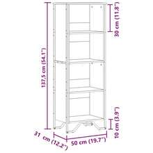 Bibliothèque vidaXL Gris Sonoma 50 x 31 x 137,5 cm Matériau à base de bois - Gris - Voir 9