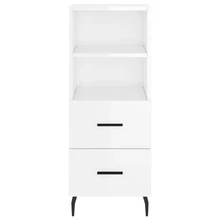Aparador vidaXL blanco brillante 34,5x34x90 cm Material a base de madera - Blanco - Ver 6