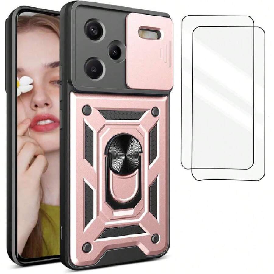 Funda para Redmi Note 13 Pro Plus 5G Case | Protector de Pantalla Incluido, con Ventana Deslizante de protección de la cámara y Soporte para el teléfono móvil - Rosa,35879447 - Mostaza Amarilla - Ver 1