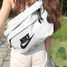 Nike 耐吉 基本款Logo運動 單肩斜背包胸包腰包 男女同款情侶款白色 - 白色 - 查看 4