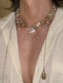 This Handmade Designer Calla Lily Necklace Is A Women's Necklace Featuring A Crystal And Pearl Tassel Pendant. It Is Adorned With An Elegant French Floral Pattern And Bohemian Style, Making It Very Suitable For Parties, Banquets, Weddings, Holidays, Vacations, Dates, And Other Occasions. - Pink - View 7