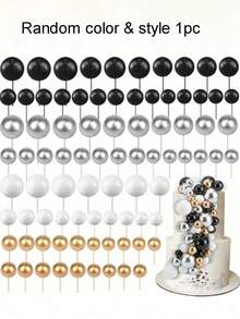 50/66/108/120个彩色球形蛋糕装饰，泡沫球蛋糕装饰，球形蛋糕顶饰，烘焙装饰，适用于婚礼、周年纪念、生日、圣诞节、万圣节、感恩节等场合。（黑色、银色、白色、金色）。婚礼和周年纪念派对 - DIY蛋糕装饰，波西米亚风格蛋糕装饰，各种主题蛋糕装饰，生日蛋糕装饰，男士蛋糕装饰（多种颜色） - 彩色 - 查看 20