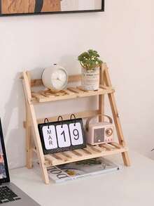 Kệ để bàn gấp gọn bằng gỗ thủ công, kiểu dáng tối giản, hình thang, kệ trưng bày để bàn, kệ lưu trữ hai tầng cố định có thanh ngang, thích hợp cho phòng ngủ, bàn trang điểm, văn phòng, ký túc xá, quán cà phê, nhà bếp. - Nhiều màu - Xem 1