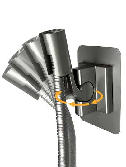 1 st. duschmunstyckeshållare utan borr, justerbart duschfäste, duscharmsfäste för badrum, universal väggfäste, 180° vänster/höger, 60° upp/ner-justering