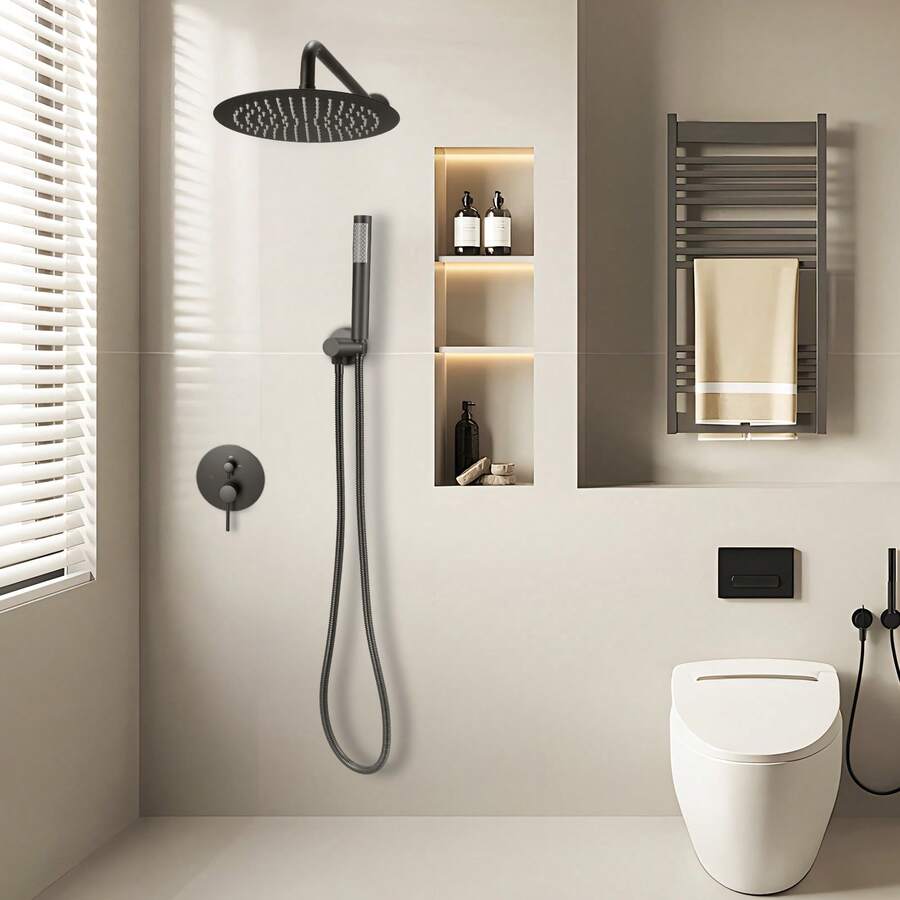Soffioni doccia fissi - Mattschwarz Rund 10 Zoll - Visualizzare 1
