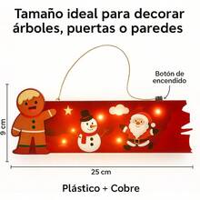 zxr Decoración Navideña con Luz LED Calida Cartel de Navidad en Forma Cuadrada Colgante de Plástico con Luz a Pilas LR44 Ideal para Pared Ventana o Árbol de Navidad 25x9cm125 - Luzclido - Ver 4