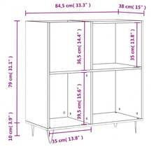 Mobile porta dischi vidaXL, rovere affumicato, 84,5x38x89 cm, legno composito - Castano - Visualizzare 3