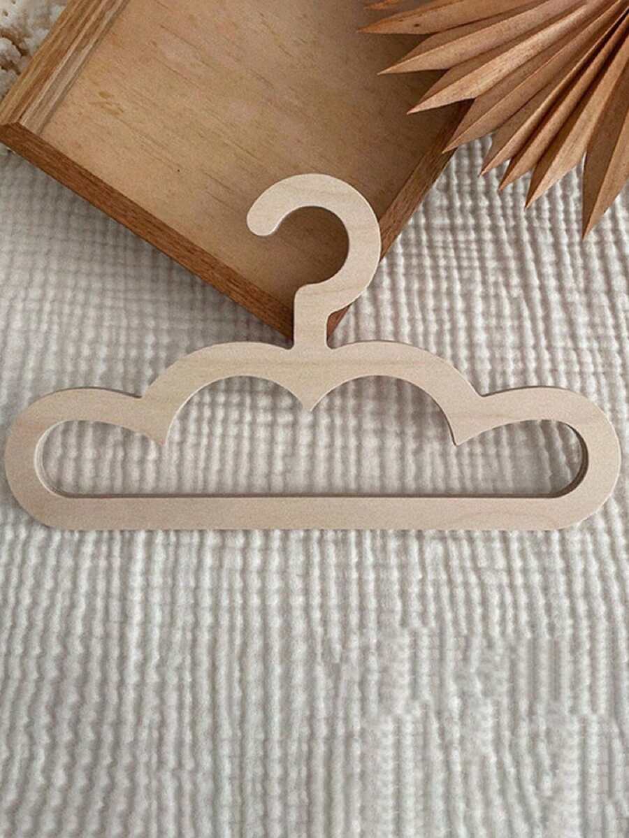 5/10pcs Cloud-Shaped Wooden Baby Clothes Rack - Natural Wood Grain Finish, Cute Design, Durable. Suitable For Baby Clothes, Saves Space As A Storage Rack And Also Serves As A Clothes Hanger. - Multicolor - View 1