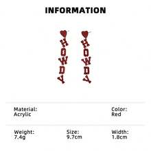 1 Pasang Anting Gantung Akrilik Gaya Koboi Barat "Howdy", Merah Muda Berkilau - anting-anting - View 15
