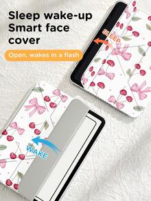 这款樱桃蝴蝶结图案平板电脑保护套兼容 iPad Air 11 英寸 M3 2025 / M2 2024、iPad Air 第五代 2022、iPad (A16) 11 英寸第十一代 2025、三星 Galaxy Tab、Kindle Paperwhite 第十二代 2024，透明背壳，时尚图案保护套，具备自动休眠和唤醒功能，气囊保护，适合作为礼物和办公用品。 - 彩色 - 查看 5
