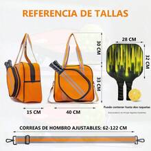 R-la Pa B de Tenis Bolso Bandolera de Tenis de un solo oro la para Pa Gran Capacidad Unisex Puede Contener Raqu de Bádminton Raqu de Squas Tenis Paddle - Naranja - Ver 3