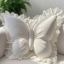 1pc Butterfly Cushion, Pillow, Waist Protection, High Beauty Female Home Furnishings, Car Use, Birthday Gift, Bedroom Bedhead - trắng - Xem 1