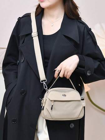 Bolso cruzado y bolso de mano de nailon para mujer, simple y versátil, de gran capacidad, ligero, de unicolor