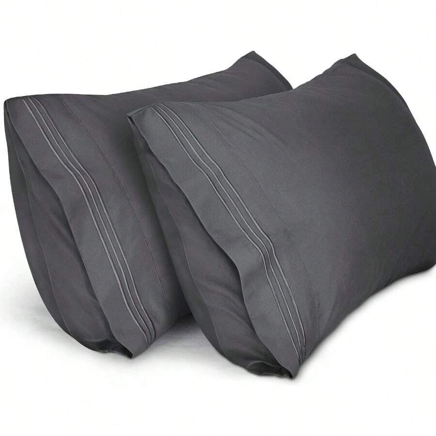 Lirex 2-Pack Fundas de Almoada 800 ilos Fundas de Almoada de Microfia Suave illada Transpirab sin Arrugas y Lavab a Máquina 50x75 Gris Oscuro - Grisoscuro - Ver 1