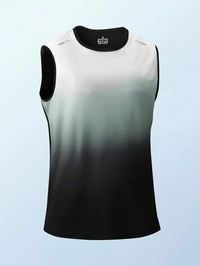 Áo tank top thể thao nam kiểu ombre, áo tank top thời trang thoáng khí, nhanh khô, co giãn, thích hợp cho tập luyện thể dục, chạy bộ.