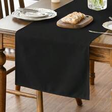 Artoid Mode Camino de mesa color marrón claro, decoración de cocina y comedor para temporada de otoño, lavable, para decoración de fiesta en el hogar, 13x72 pulgadas(13" x 72", Table Runner Negro) - Multicolor - Ver 2