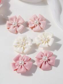 10pcs/Set Colorful Pearl Flower Fabric Floral Hair Clips, Cute & Sweet Hair Accessories For Girls, Suitable For Daily Use - Multicolor - View 4