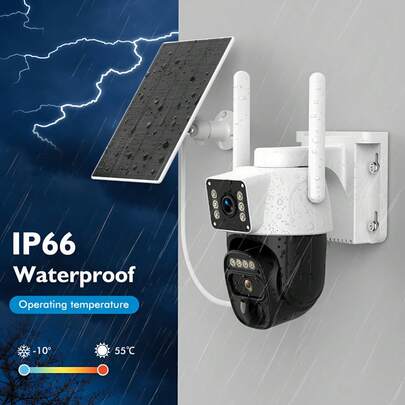 [Hawkray]Solar Dual-Lens Cameras Wireless Outdoor 360°PTZ Dual-Screen 3MP Security Cam For Indoor Outdoor-IP 66 Waterproof With Color Night Vision,Two-Way Talk,PIR Human Detection,Auto Tracking,Spotlight/Siren Alarm, 2.4/5Ghz WiFi6 Cloud Storage Wall Cctv