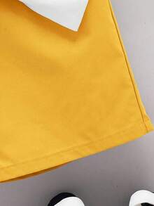 2pcs/Set Boys' Casual College Style Letter Graphic Round Neck T-Shirt And Shorts Set, Suitable For Commuting, School, Daily Casual, Sportswear, Spring/Summer, Yellow Shorts Set For Boys - Yellow - View 5