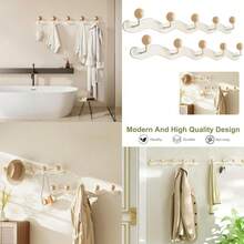 New 2-Pack Coat Rack Wall Mounted Anti-Tear Wooden Ball Coat Hook Rail Heavy Duty Metal Clothes Hanger Wall Hook For Entryway Bathroom Bedroom Kitchen White 5 Hooks - White - View 1