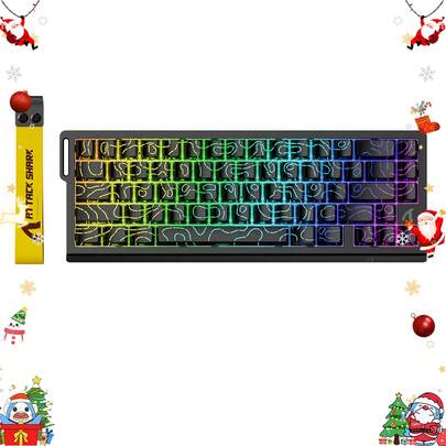  Teclado de juego con cable ATTACK SHARK X68 HE 8000Hz Ultra-Rápido, Tiempo de respuesta de 0.01ms, Interruptores magnéticos, Disparador ajustable, Disparo ultra rápido, Clics rápidos, Iluminación RGB, Compatible con PC