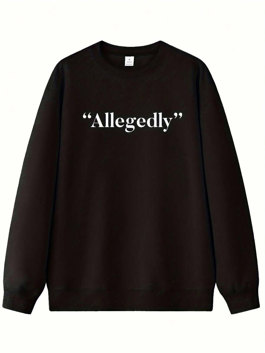 Sudadera de Cuello Redondo Simple, Encantadora y Casual a la Moda - Negro - Ver 1