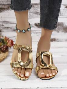 2026 Fashion Thickened Comfortable Gold And Black Crocodile Pattern Artificial Leather Ankle Metal Buckle With Toe Black Bright Diamond Decorative Heel Inlaid Women's High Heel Sandals - Gold - View 2