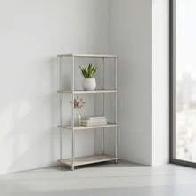 Ecommerc3 MOBLEKIT | Wooden And Metal Shelves With Different Levels, Durable Open Bookcases For Books, Decoration And Storage In Living Room, Kitchen Or Bedroom - 4 Levels 60*29.5*112 cm - View 6