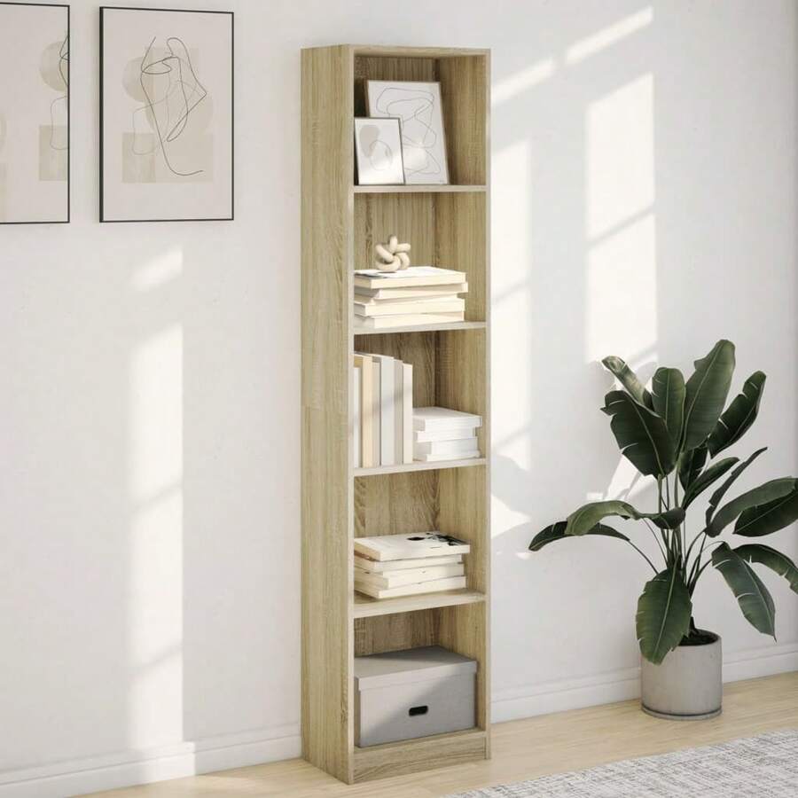 Estante vidaXL Sonoma Oak 40x24x176 cm Material à base de madeira - Castanho - Ver 1